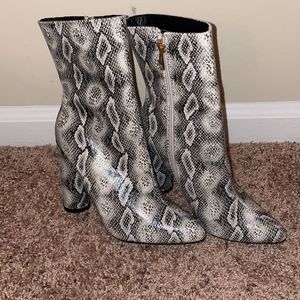 Snakeskin booties
